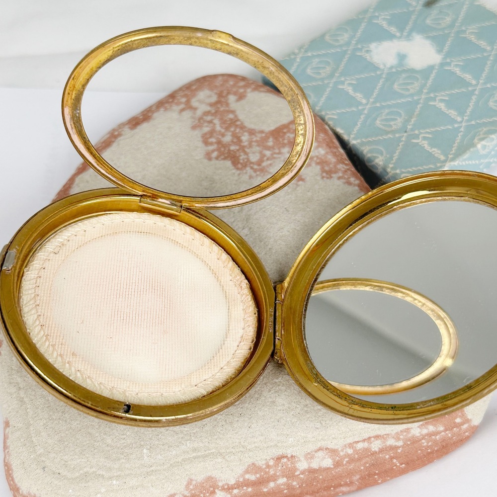 Vintage Stratton Hand Painted Roses Powder Compact Signed Suzy Seriau w/ Box - Picture 9 of 11